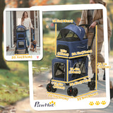 3-in-1 Double Pet Stroller for Small Miniature Dogs Cats with Removable Carrier, Foldable Travel Carrier Bag