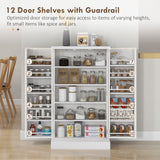 Freestanding Kitchen Pantry Storage Cabinet Kitchen Cabinet with 5-Tier Shelf 12 Spice Racks Adjustable Shelves