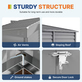 4.6' x 9' Steel Outdoor Storage Shed, Metal Tool House with Foundation Kit, Lockable Doors, Gloves and 2 Air Vents for Backyard