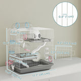 3-Tier Hamster Cage, Portable Gerbil Cage with Exercise Wheels