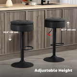 Set of 2 Barstools with Storage, Swivel Bar Stools with PU Leather Upholstered, Footrest, Steel Base