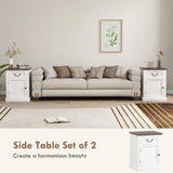 Side Table Set of 2, End Tables with Drawer and Cabinet, Nightstands for Small Spaces