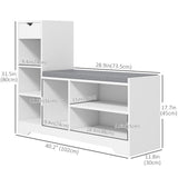 Banc de rangement pour chaussures rembourré avec siège, banc d'entrée avec tiroir et 6 étagères ouvertes pour le couloir