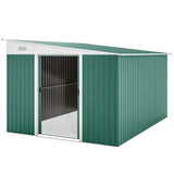 11' x 9' Steel Garden Storage Shed, Outdoor Metal Tool House with Double Sliding Doors