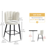 Faux Cashmere Bar Stools Set of 2 Counter Height Bar Stools with Back for Home Kitchen, 20.5