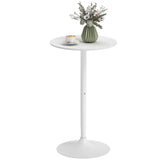 Table de bar haute, table à manger ronde moderne avec plateau peint et base en acier, table de bistro pour 2 personnes