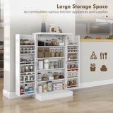 Freestanding Kitchen Pantry Storage Cabinet Kitchen Cabinet with 5-Tier Shelf 12 Spice Racks Adjustable Shelves