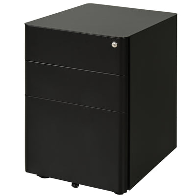 Metal Filing Cabinet 3 Drawer, Mobile Office Cabinet with Wheels for Legal, Letter, A4 File