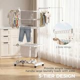 5-Tier Clothes Drying Rack, Foldable Laundry Drying Rack with Wheels