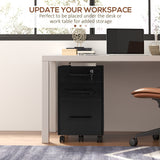 Lockable Vertical File Cabinet with Lock, 3 Drawer Filing Cabinet with Hanging Bars for Letter and A4 Size