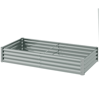 6 x 3 x 1ft Galvanized Raised Garden Bed, Reinforced Outdoor Planter Box with Open Bottom