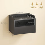 Wall Mounted Bedside Table, Set of 2 Floating Nightstand with Charging Station, Drawer and Open Shelf for Bedroom