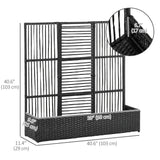 Raised Garden Bed with Lattice Trellis, Rattan Outdoor Planter with Storage for Garden