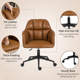 Swivel Office Chair, Faux Leather Desk Chair with Adjustable Height for Living Room