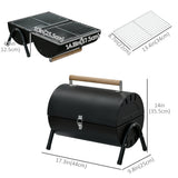 Outdoor Charcoal BBQ Grill, Tabletop Folding Barbecue Grill with Handle, 17.3
