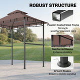 8' x 5' BBQ Grill Gazebo Tent with Double Tiered Canopy for Outdoor Sun Shade