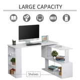 Bureau en L de 119,4 cm, bureau d'angle rotatif à 360°, bureau d'ordinateur réversible avec étagère de rangement pour bureau à domicile