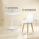 Round Dining Table Set for 4 with Pedestal Base, PU Padded Seats, for Small Space