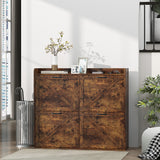 Narrow Shoe Storage Cabinet with 4 Flip Drawers, Adjustable Shelves, 16 Pair Farmhouse Shoe Cabinet