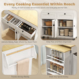 Kitchen Island with Sliding Expandable Top, Rolling Kitchen Cart with Drawers