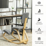 Ergonomic Kneeling Chair, Rocking Wood Kneel Stool with Backrest for Improve Posture