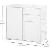 High Gloss Buffet Sideboard with 2 Drawers, 2 Doors and Adjustable Shelf, Kitchen Storage Cabinet with Push Open Design