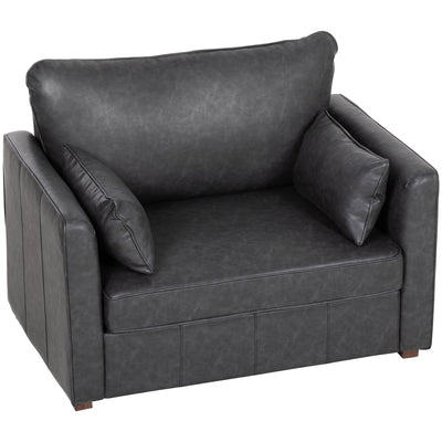 Accent Chair, PU Leather Armchair with Wide Seat, 2 Pillows