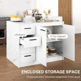 Kitchen Island with Storage Cabinet, 4 Drawers and Adjustable Shelf for Dining Room