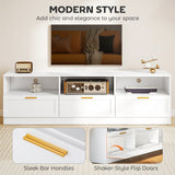 TV Stand with Storage, Modern Entertainment Center with 3 Cabinets and 3 Open Shelves, for TVs up to 85