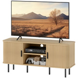 Meuble télé pour téléviseurs jusqu'à 55 pouces, unité télé avec tablettes et armoires de rangement pour salon