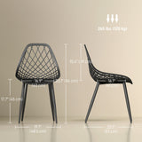 Modern Dining Chairs Set of 4, Plastic Kitchen Chairs with Hollow Backrest and Metal Legs for Living Dining Room