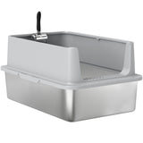 XL Stainless Steel Cat Litter Box for Big and Multiple Cats with High Wall Side
