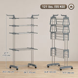 5-Tier Clothes Drying Rack, Foldable Laundry Drying Rack with Wheels