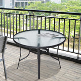 Table repas patio 42 pouces avec trou parasol, table bistro ronde extérieure pour jardin pelouse cour, acier