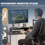 96 Inch Gaming Desk, Dual Computer Desk for 2 Person with Power Outlets and Monitor Stands