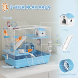Hamster Cage, 3-Tier Small Animal Cage with Excerise Wheel