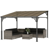 11' x 10' Outdoor Pergola, Wall Mounted Hardtop Lean-to Gazebo with Polycarbonate Roof and Metal-Aluminium Frame