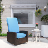 Outdoor Rattan Wicker Lounge Chair with Footrest & Soft Cushion for Patio