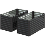 Set of 2 Galvanized Metal Planters for Outdoor Plants, 4' x 2' x 2' Raised Garden Bed
