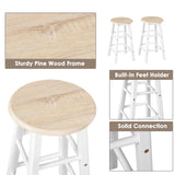 Kitchen Trolley 3 Piece Kitchen Cart Set Drop Leaf Breakfast Table and 2 Stools w/ Rolling Wheels & Towel Bars, Wood &