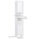 Tall Bathroom Vanities, Narrow Bathroom Cabinets with 2 Doors, Open Compartment and Adjustable Shelves