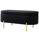 Upholstered Bedroom Bench, Channel Tufted Ottoman Bench with Thick Padding and Metal Legs