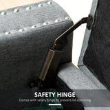 Banc de rangement capitonné avec couvercle rabattable et pouf en tissu pour chambre à coucher