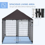 Outdoor Dog Kennel, Welded Wire Steel Fence, Lockable Pet Playpen Crate, 4.6ft x 4.6ft x 5ft