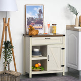 Rustic Barn Door Storage Cabinet Modern Farmhouse Buffet Sideboard for Kitchen