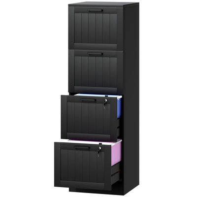 4 Drawer Filing Cabinet with Lock, Office Storage Cabinet with Adjustable Hanging Bars for A4 Letter Size Files