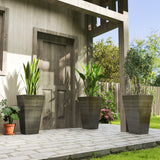 Tall Planter for Outdoor Plants Set of 3, 28 Inch Taper Planter with Drainage Holes