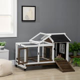 Rabbit Cage with Wheels, Tray for Indoor Outdoor