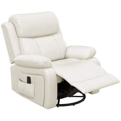 Fauteuil inclinable en cuir avec massage vibrant, piètement pivotant