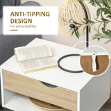 Set of 2 Bedside Table with Drawer and Shelf, Modern Nightstand with Wooden Legs